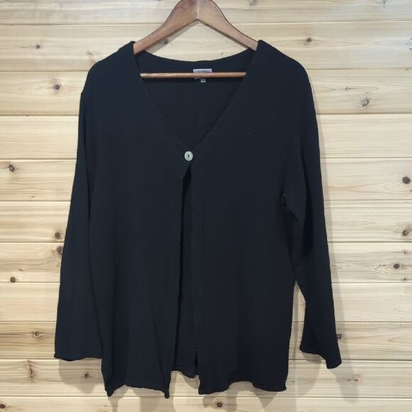 Oh My Gauze Top Womens Small/Medium Black Button Front Topper Cotton Boho - Picture 1 of 9